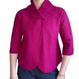 Anntarah Womens Hot Pink Fuchsia Baby Alpaca Wool Blend Peruvian Cardigan XS